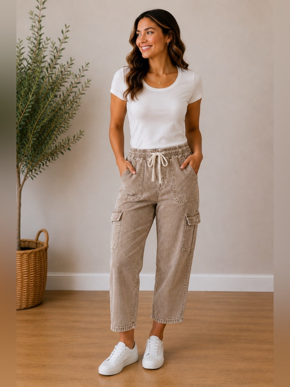 GAP Beige Easy Jean with Elastic Waist Medium